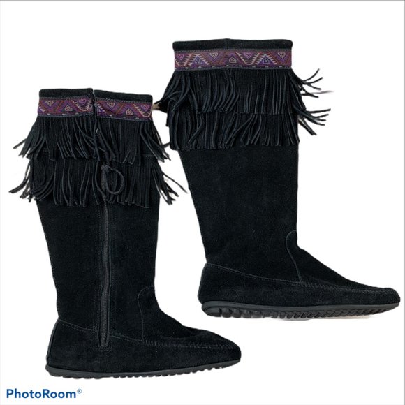 ⭐️SOLD⭐️ Minnetonka Moccasin Fringe Knee Boots 9 - Picture 11 of 13